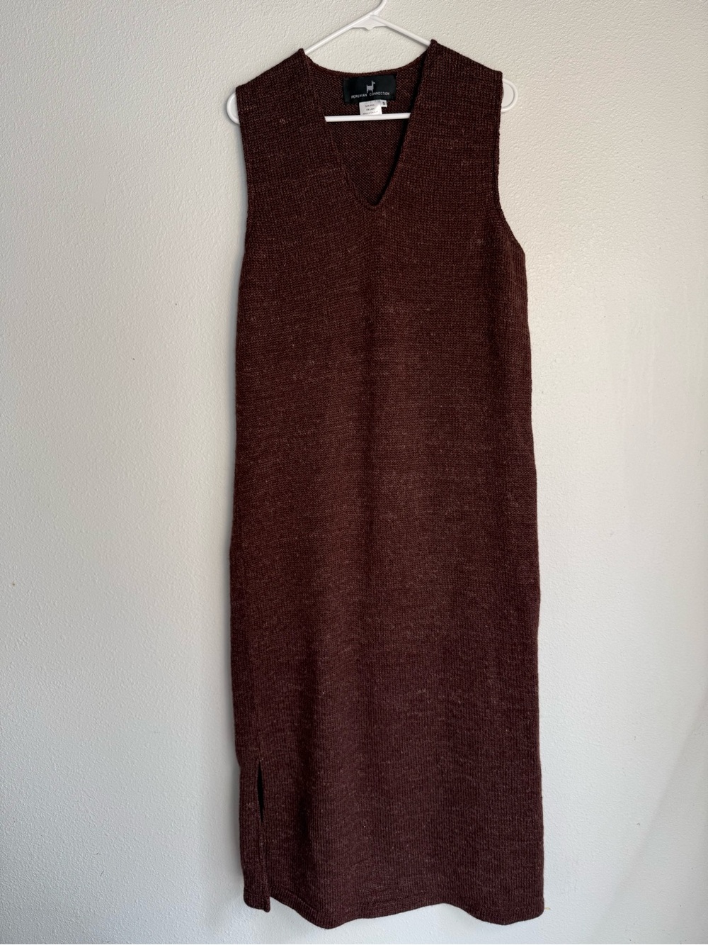 Peruvian Connection Wool Knit Maxi V Neck Dress